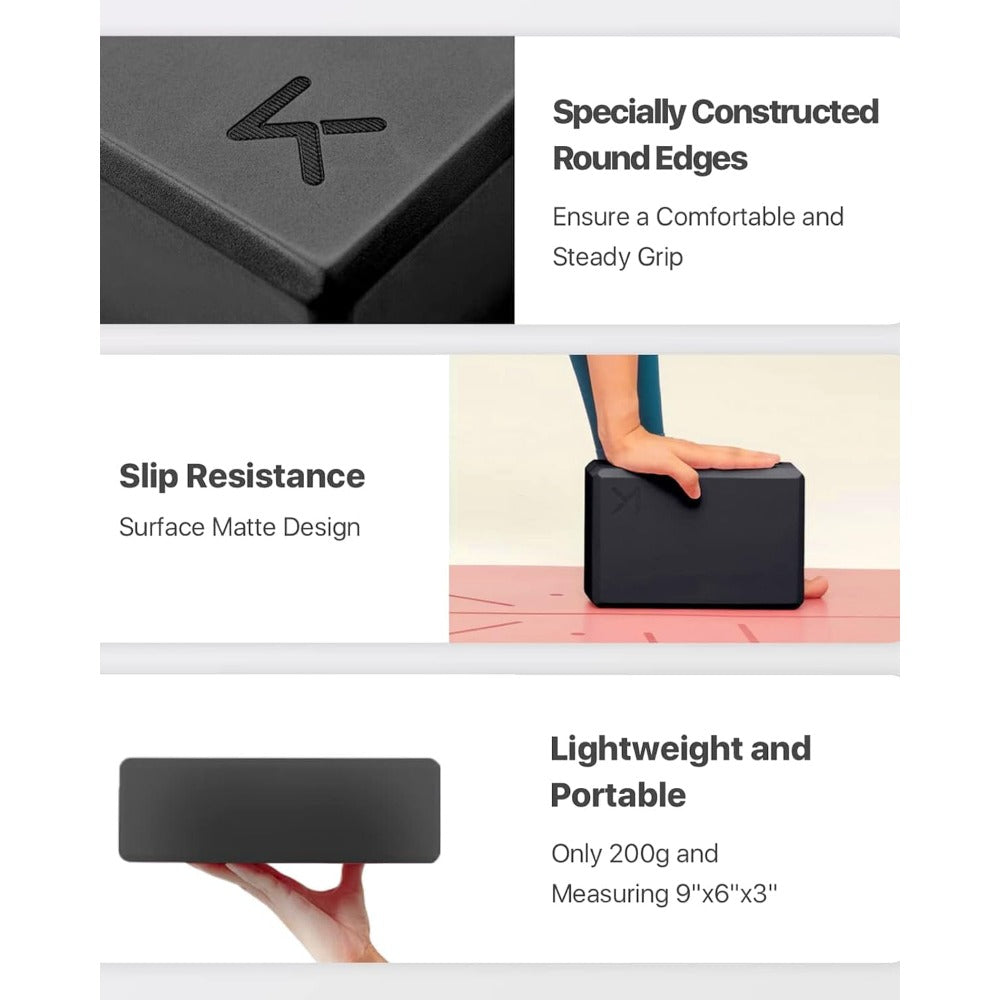 Yoga Block, High-Density EVA Foam 2 Pack Yoga Block with Non-Slip Textured Surface, Supportive, Lightweight - Ideal for Yoga