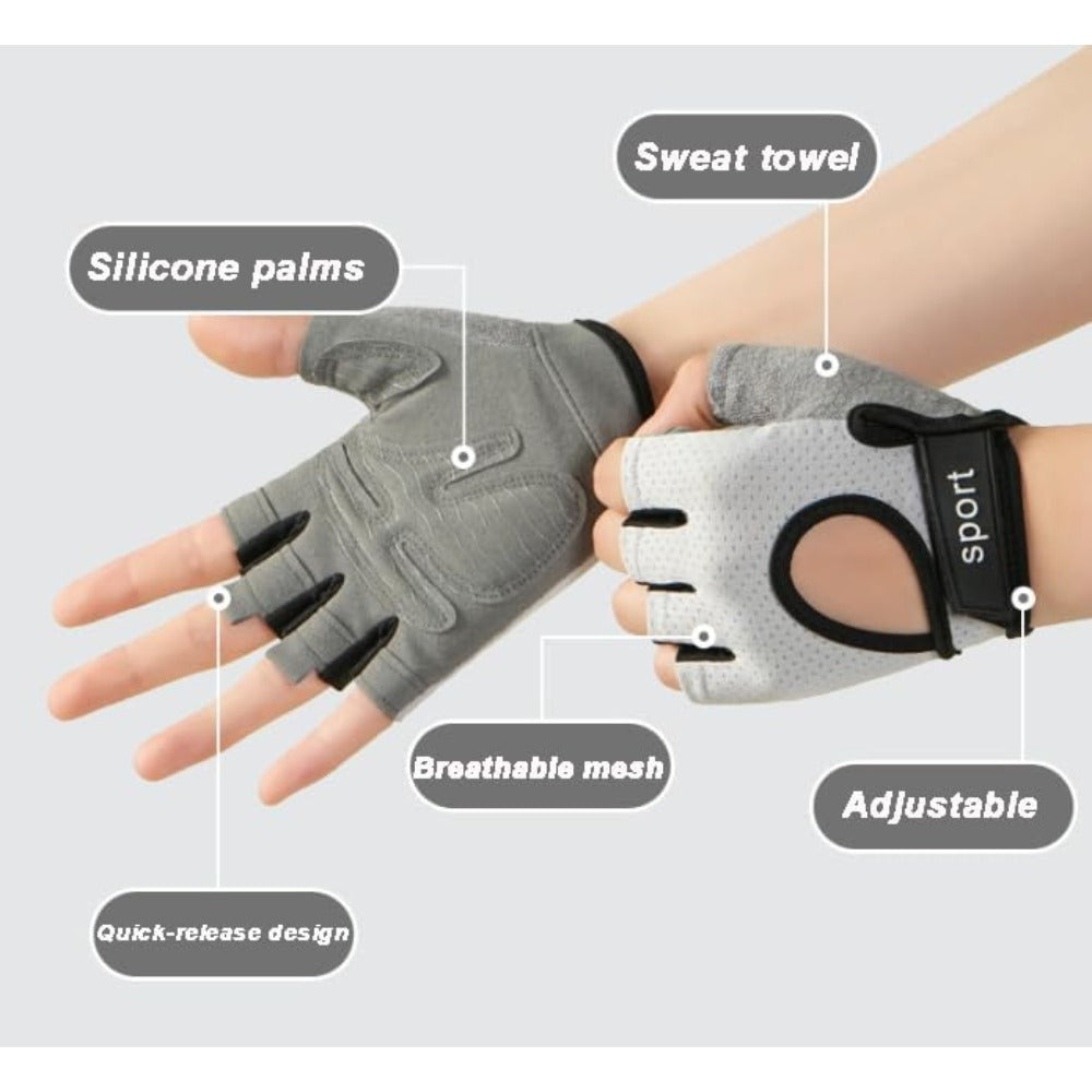 Workout-Fingerless-Gloves for Women Breathable-Mesh Cycling-Sports-Gloves with Non-Slip Plam
