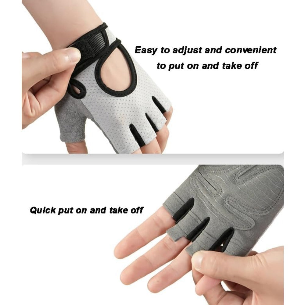 Workout-Fingerless-Gloves for Women Breathable-Mesh Cycling-Sports-Gloves with Non-Slip Plam