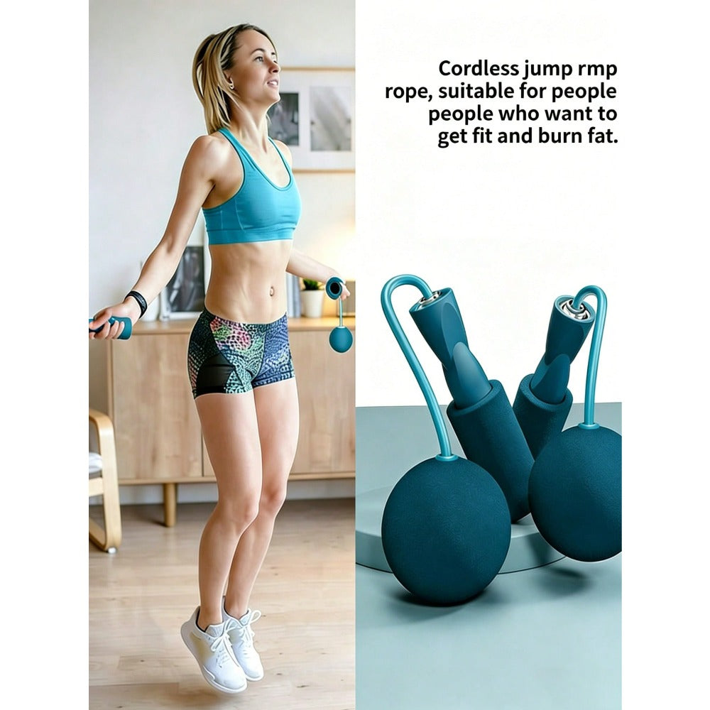 1 Pair Weighted Cordless Jump Rope With Foam Handles, Dual-Use For Fitness & Exercise