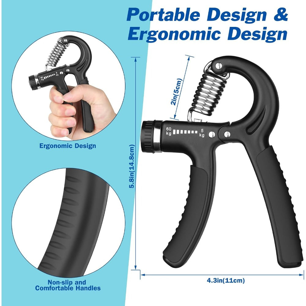 Grip Strength Trainer, Hand Grip Exerciser Strengthener with Adjustable Resistance 11-132 Lbs (5-60kg), Forearm Strengthener, Hand Exerciser for Muscle Building and Injury Recover 1 PACK
