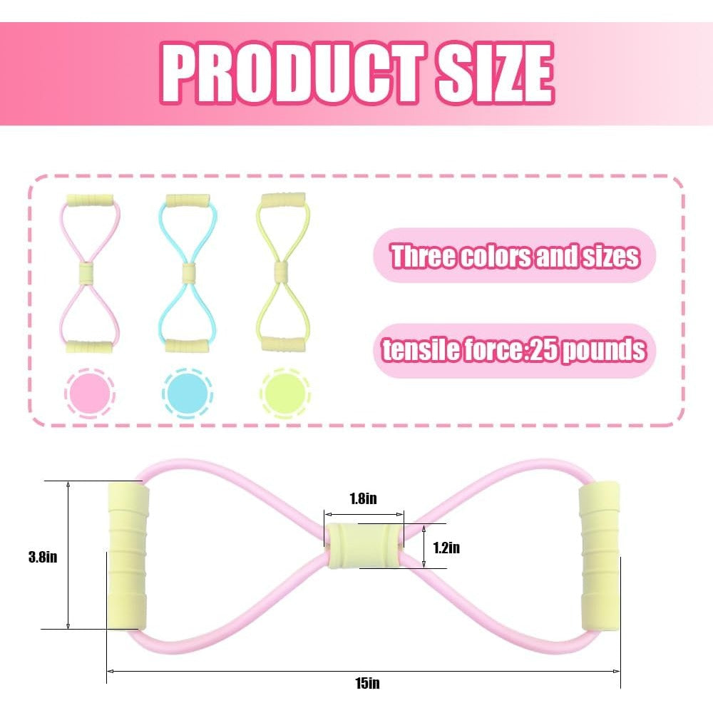 Fitness Resistance Bands with Handles, Yoga Resistance Band Stretch Fitness Band, Chest Expander, for Arm and Shoulder Stretch, Rope 8 Word Elastic for Women and Men（3 Pack）