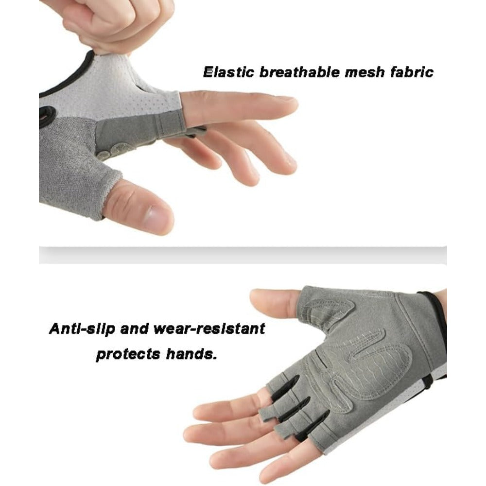 Workout-Fingerless-Gloves for Women Breathable-Mesh Cycling-Sports-Gloves with Non-Slip Plam