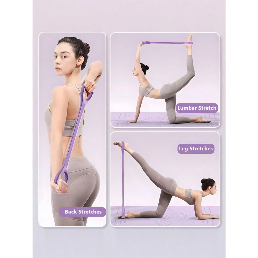 1pcs 8-Shaped Stretch Strap, Women Back Training Yoga Stretch Band, Thick Silicone Elastic Rope For Back