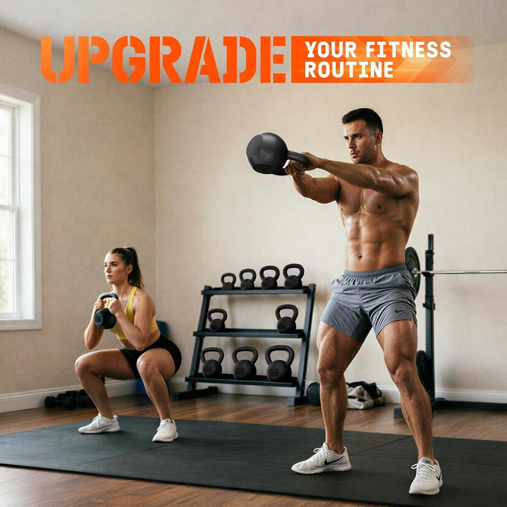 Cast Iron Kettlebell, Strength Training Kettlebells 5-80 Lb (5,10,15,20,25,30,35,40,45,50,60,70,80 Lb) for Full Body Workout, Push up, Strength Training - Single & Kettlebell Set of 2 for Men