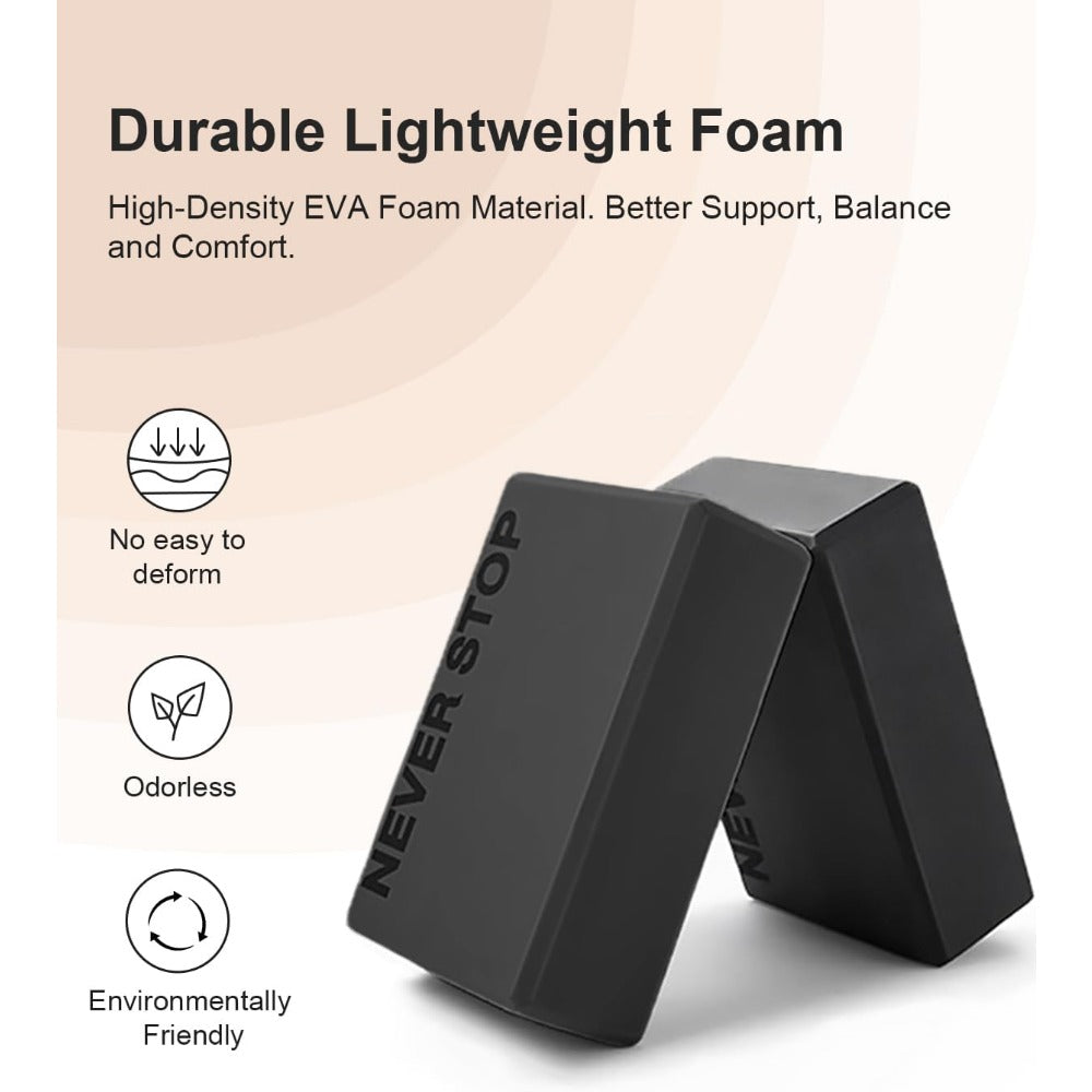 Yoga Block, High-Density EVA Foam 2 Pack Yoga Block with Non-Slip Textured Surface, Supportive, Lightweight - Ideal for Yoga
