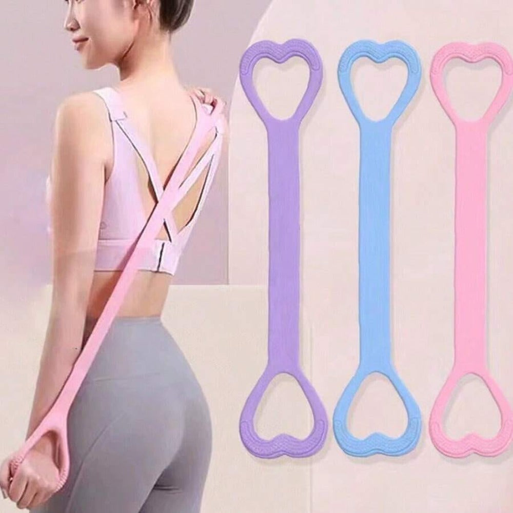 1pcs 8-Shaped Stretch Strap, Women Back Training Yoga Stretch Band, Thick Silicone Elastic Rope For Back
