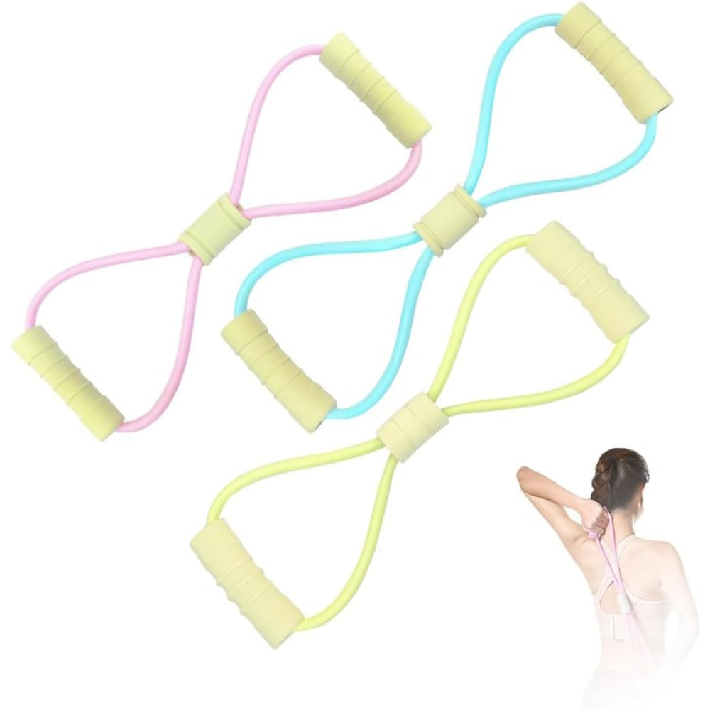 Fitness Resistance Bands with Handles, Yoga Resistance Band Stretch Fitness Band, Chest Expander, for Arm and Shoulder Stretch, Rope 8 Word Elastic for Women and Men（3 Pack）