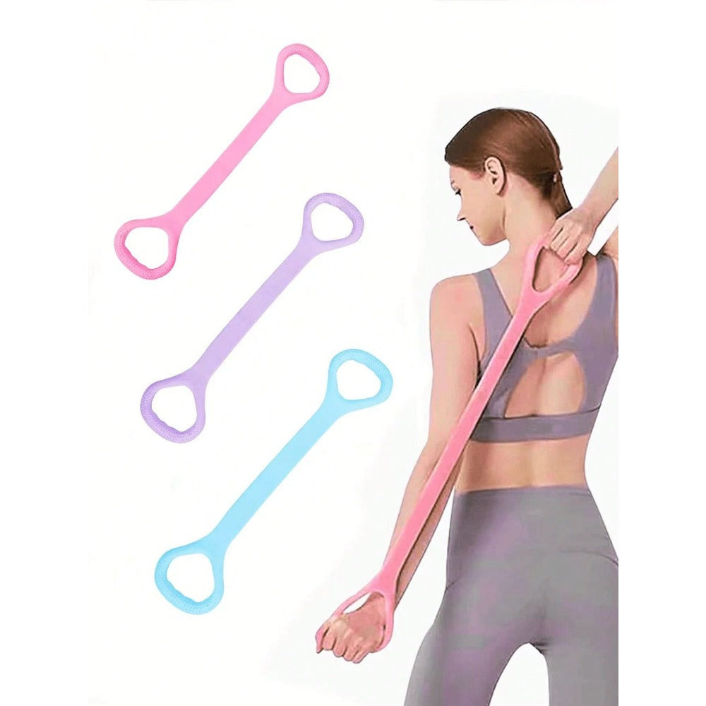 1pcs 8-Shaped Stretch Strap, Women Back Training Yoga Stretch Band, Thick Silicone Elastic Rope For Back