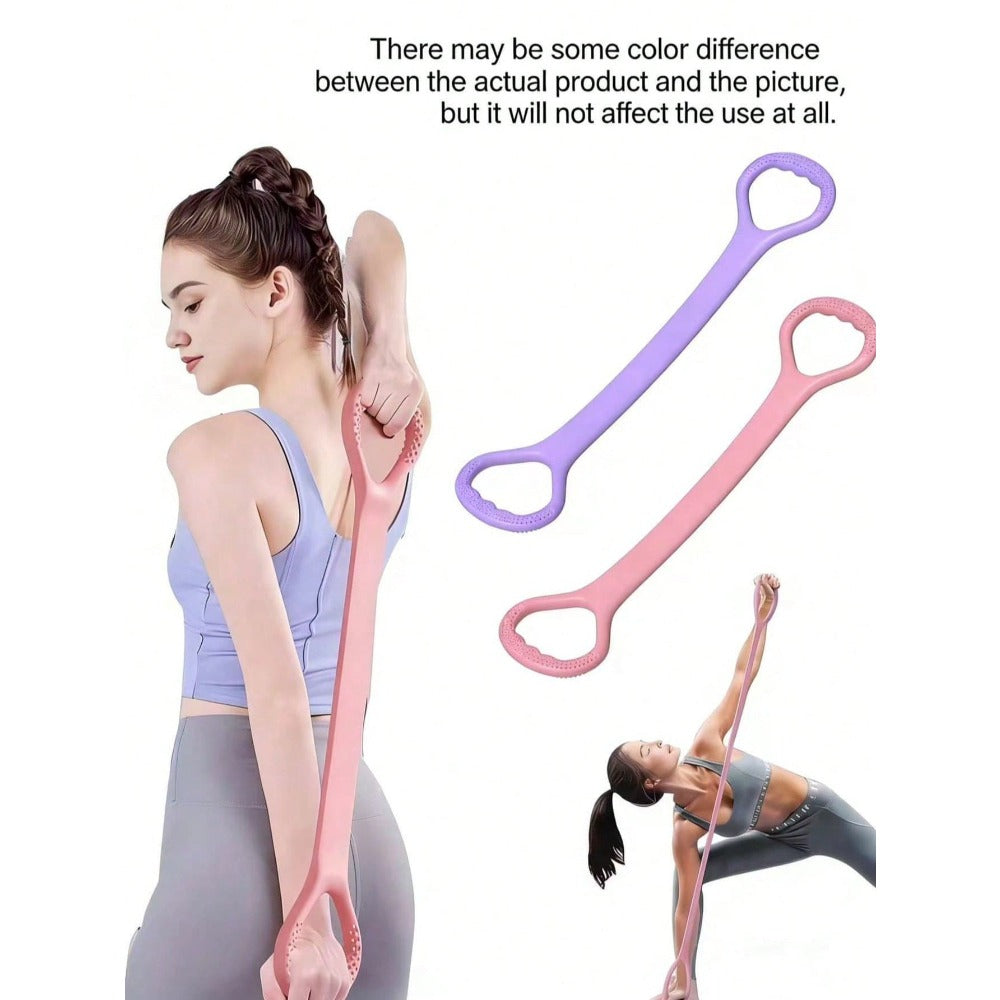 1pcs 8-Shaped Stretch Strap, Women Back Training Yoga Stretch Band, Thick Silicone Elastic Rope For Back
