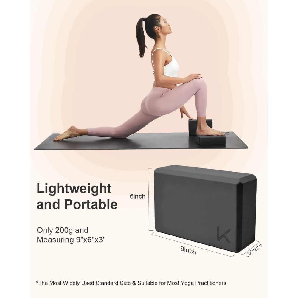 Yoga Block, High-Density EVA Foam 2 Pack Yoga Block with Non-Slip Textured Surface, Supportive, Lightweight - Ideal for Yoga