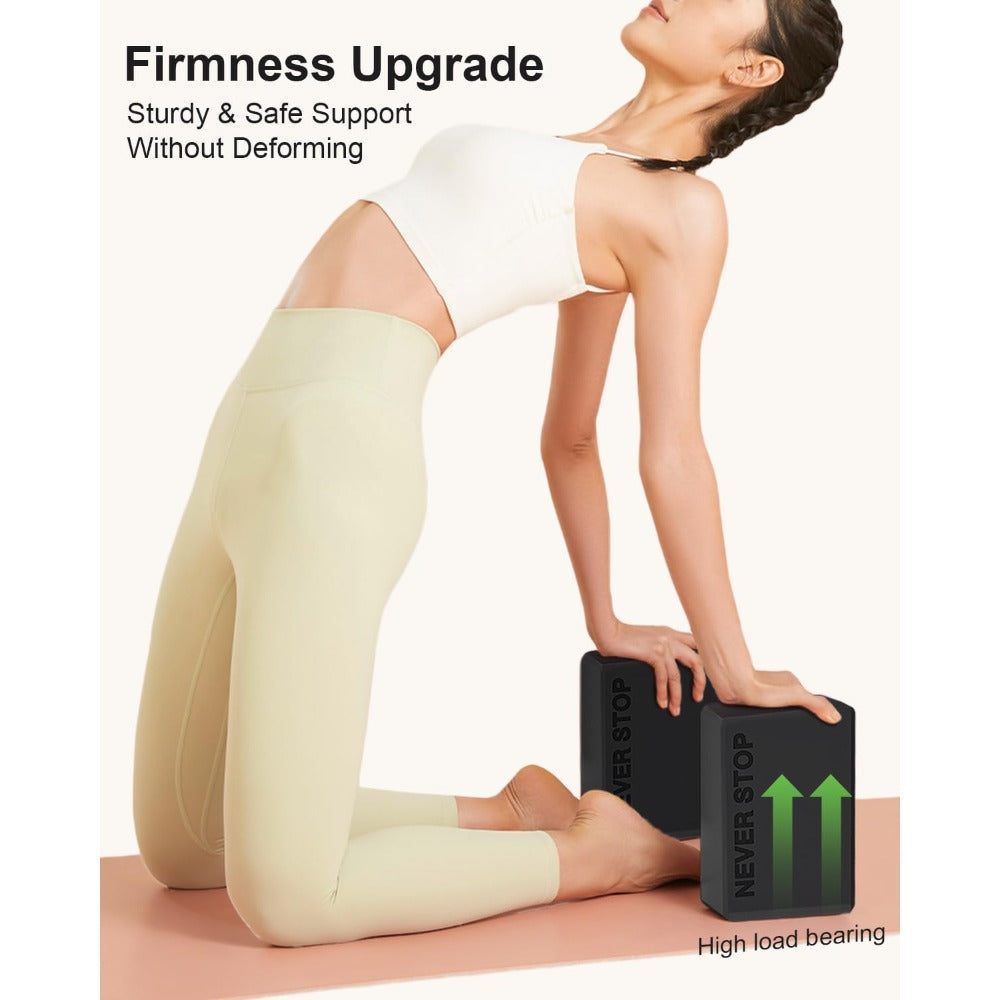 Yoga Block, High-Density EVA Foam 2 Pack Yoga Block with Non-Slip Textured Surface, Supportive, Lightweight - Ideal for Yoga