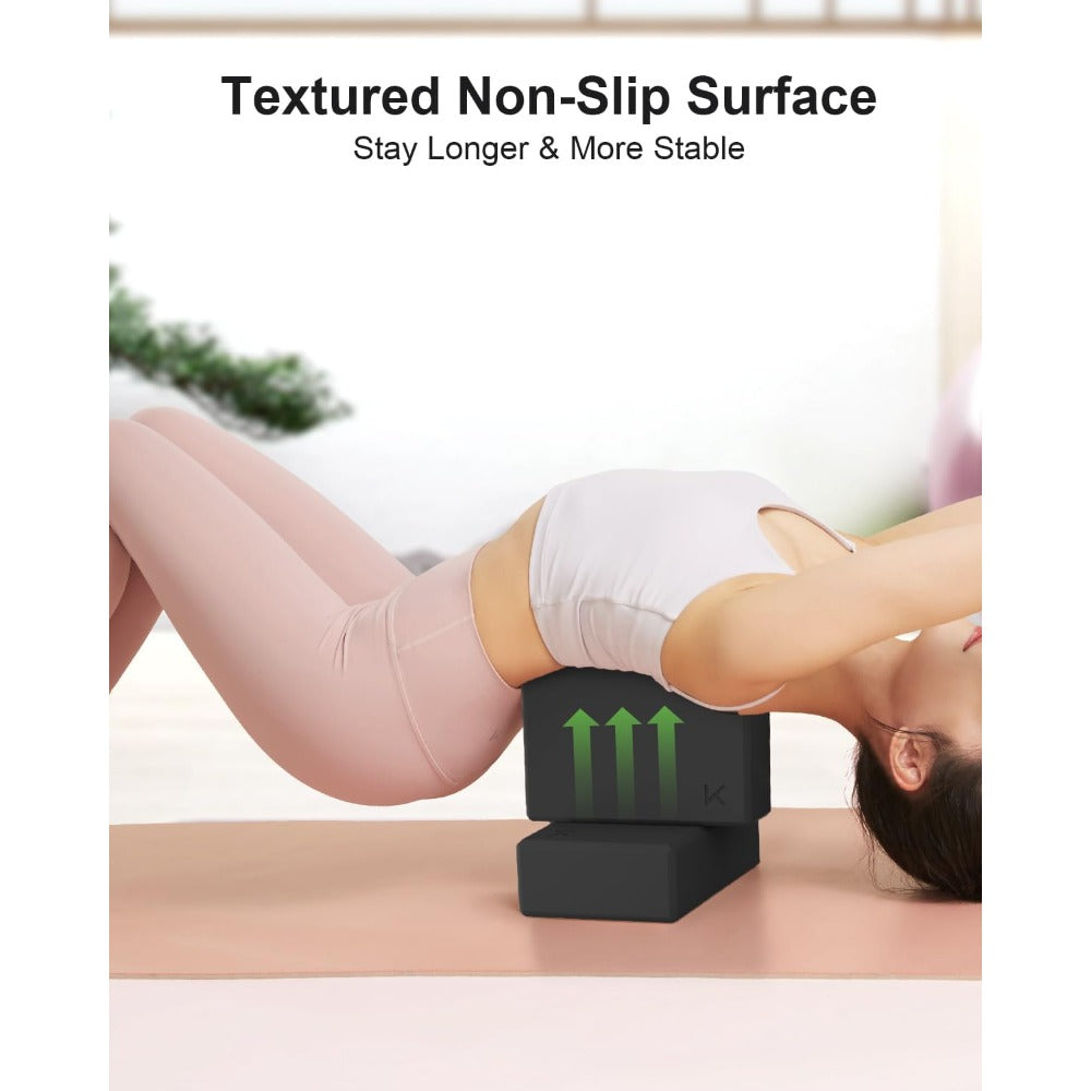 Yoga Block, High-Density EVA Foam 2 Pack Yoga Block with Non-Slip Textured Surface, Supportive, Lightweight - Ideal for Yoga