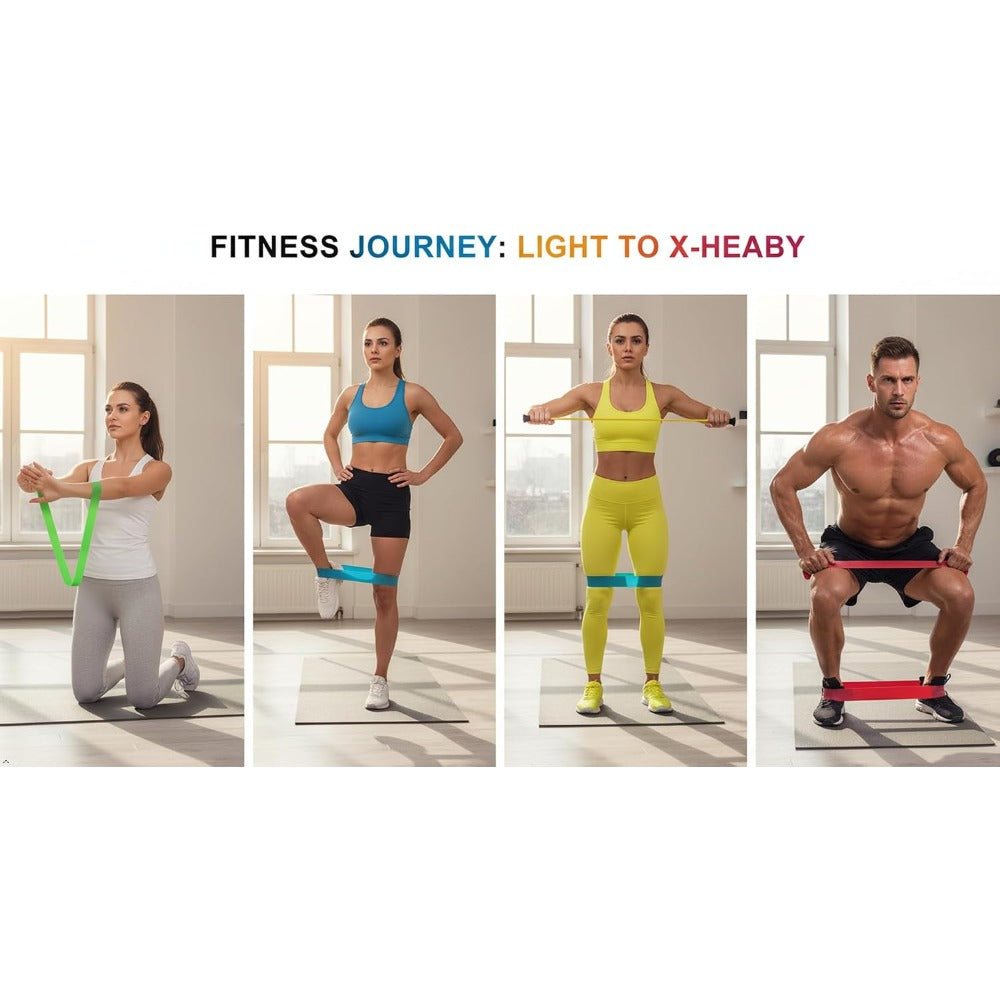 Resistance Bands for Working Out Set of 5 with Carry Bag, Resistance Loop Exercise Bands for Strength Training, Physical Therapy & Pilates, Home Gym Workout Equipment for Men & Women
